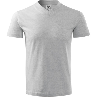 Tričko unisex 102 V-neck  - 03 světle šedý melír