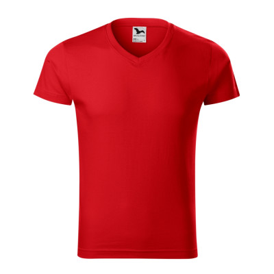 Tričko pánské 146 Slim Fit V-neck  - 07 červená