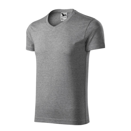 Tričko pánské 146 Slim Fit V-neck  - 12 tmavě šedý melír