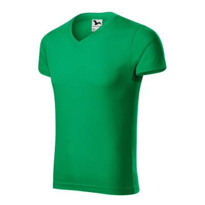 Tričko pánské 146 Slim Fit V-neck  - 16 středně zelená