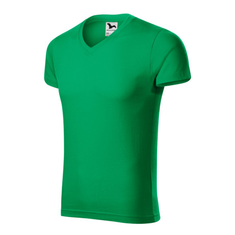 Tričko pánské 146 Slim Fit V-neck  - 16 středně zelená