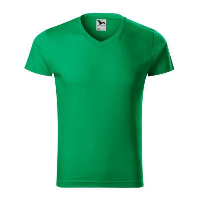 Tričko pánské 146 Slim Fit V-neck  - 16 středně zelená
