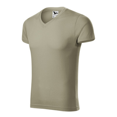 Tričko pánské 146 Slim Fit V-neck  - 28 světlá khaki