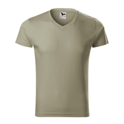 Tričko pánské 146 Slim Fit V-neck  - 28 světlá khaki