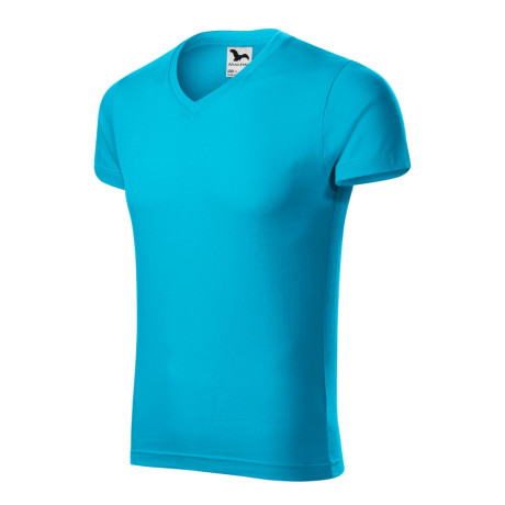 Tričko pánské 146 Slim Fit V-neck  - 44 tyrkysová