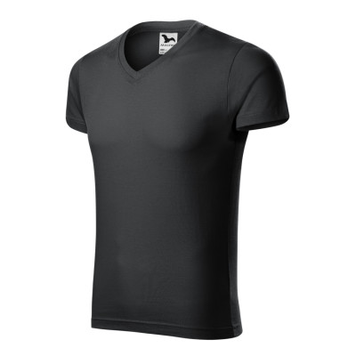 Tričko pánské 146 Slim Fit V-neck  - 94 ebony gray