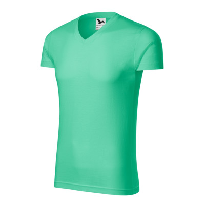 Tričko pánské 146 Slim Fit V-neck  - 95 mátová