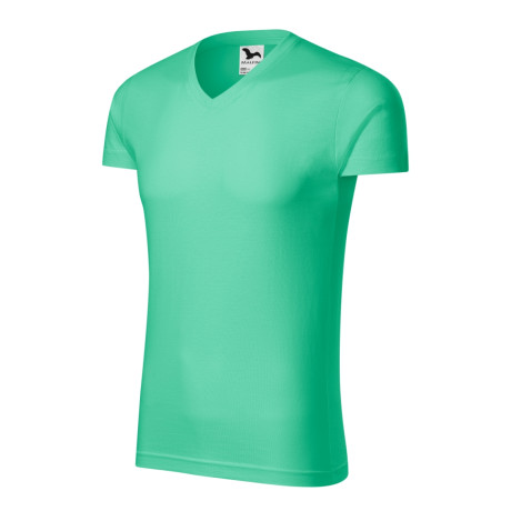 Tričko pánské 146 Slim Fit V-neck  - 95 mátová