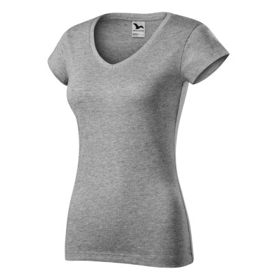 Tričko dámské 162 Fit V-neck  - 12 tmavě šedý melír