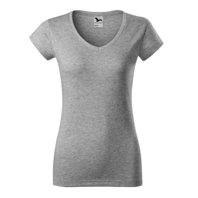 Tričko dámské 162 Fit V-neck  - 12 tmavě šedý melír