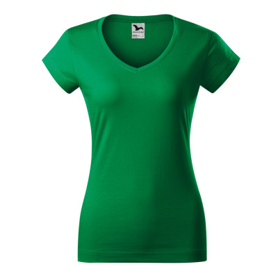 Tričko dámské 162 Fit V-neck  - 16 středně zelená