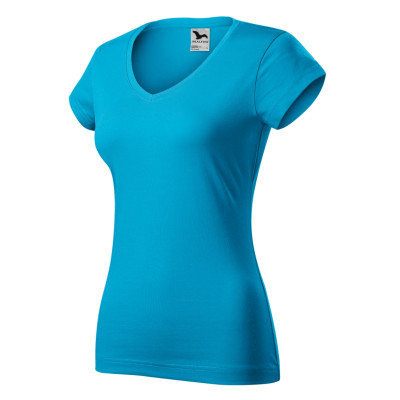 Tričko dámské 162 Fit V-neck  - 44 tyrkysová