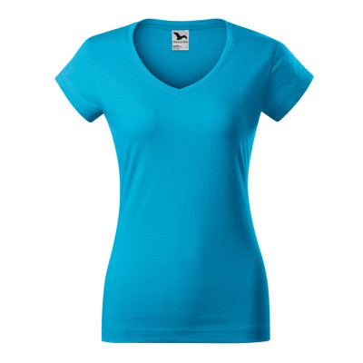 Tričko dámské 162 Fit V-neck  - 44 tyrkysová