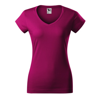 Tričko dámské 162 Fit V-neck  - 49 fuchsia red