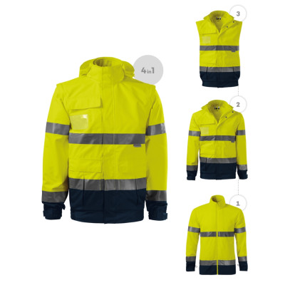 Bunda unisex 5V2 HV Guard 4 in 1  - 97 fluorescenční žlutá