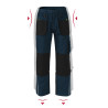 Plátnová vazba, 65 % polyester, 35 % bavlna, 270 g/m²; 100 % polyamid, 210 g/m²Veľkostná tabuľka