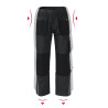 Plátnová vazba, 65 % polyester, 35 % bavlna, 270 g/m²; 100 % polyamid, 210 g/m²Veľkostná tabuľka