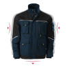Plátnová vazba, 65 % polyester, 35 % bavlna, 270 g/m²; 100 % polyamid, 210 g/m²Veľkostná tabuľka