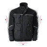 Plátnová vazba, 65 % polyester, 35 % bavlna, 270 g/m²; 100 % polyamid, 210 g/m²Veľkostná tabuľka