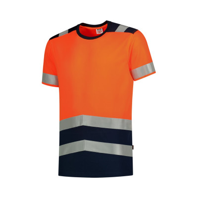 Tričko unisex T01 T-Shirt High Vis Bicolor  - 98 fluorescenční oranžová