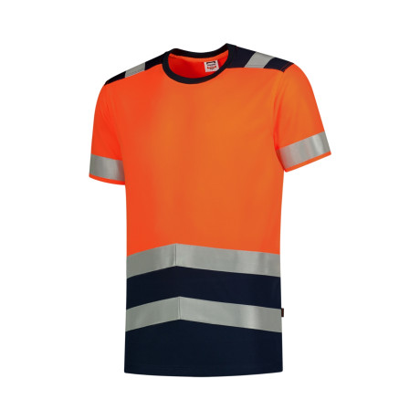 Tričko unisex T01 T-Shirt High Vis Bicolor  - 98 fluorescenční oranžová