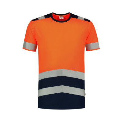 Tričko unisex T01 T-Shirt High Vis Bicolor  - 98 fluorescenční oranžová